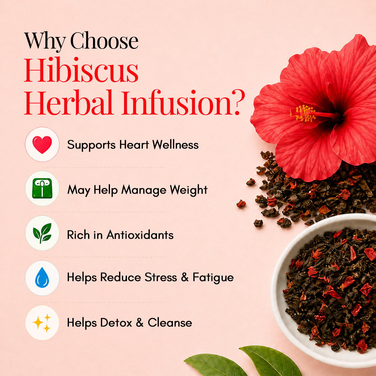 Vansam – Hibiscus Herbal Infusion | Antioxidant-Rich Herbal Blend for Heart Health & Detox | Caffeine-Light | 100gm Loose Leaf