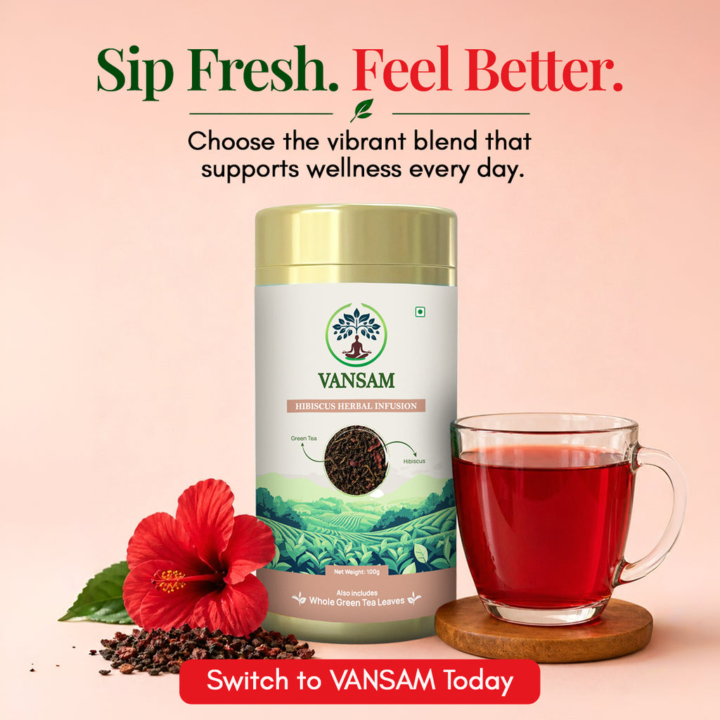 Vansam – Hibiscus Herbal Infusion | Antioxidant-Rich Herbal Blend for Heart Health & Detox | Caffeine-Light | 100gm Loose Leaf